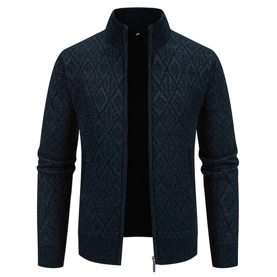 Herren Strickjacke mit strukturiertem Design und hohem Kragen EB