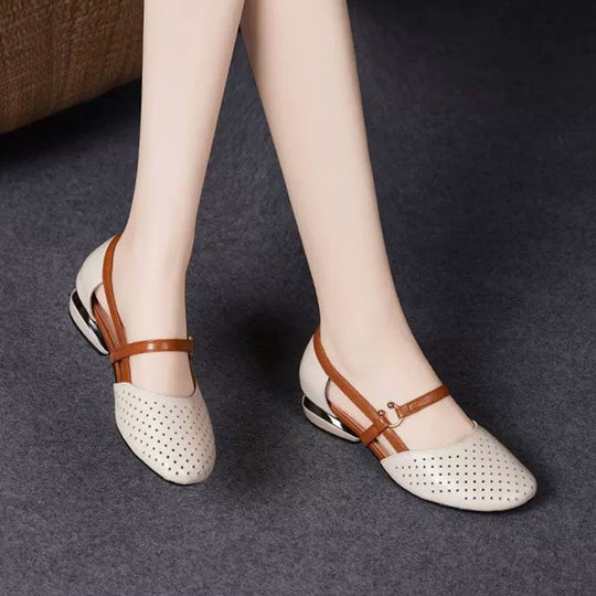 Damen Ballerinas mit luftigen Perforationen und eleganter Doppelriemenführung EB