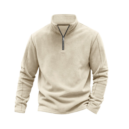 Herren nan leichter Fleece-Pullover mit halbem Reißverschluss und Stehkragen EB