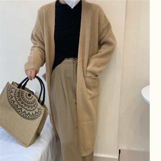 Damen Weicher Strickmantel mit großzügigen Taschen und weitem Schnitt EB