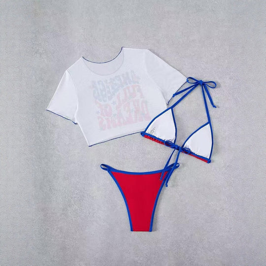 Damen Crop Top und Hochschnitt Bikinihöschen EB
