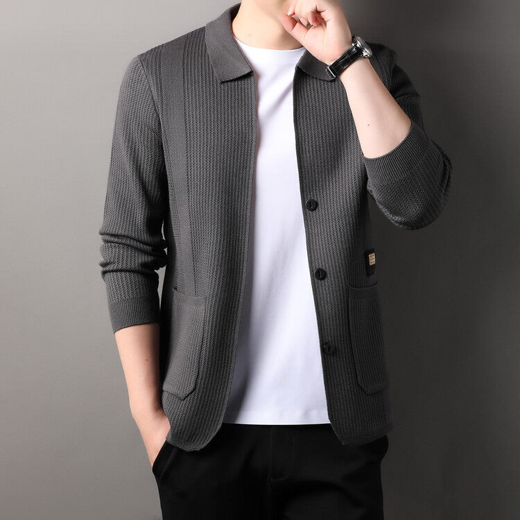 Herren Strickjacke mit hohem Kragen EB