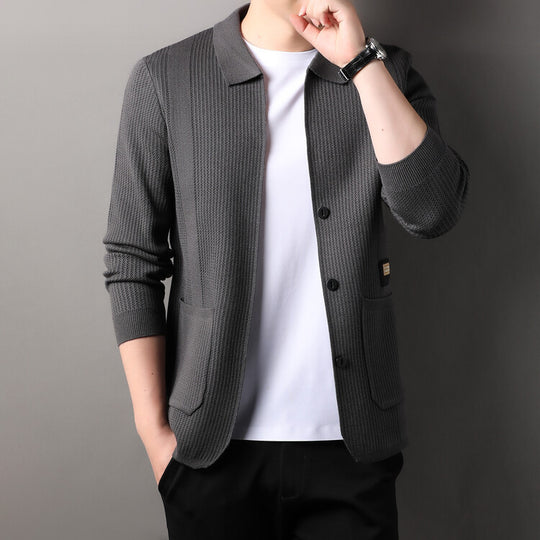 Herren Strickjacke mit hohem Kragen EB