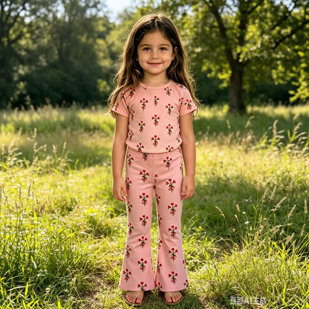 Mädchen Leggings mit floralen Applikationen EB