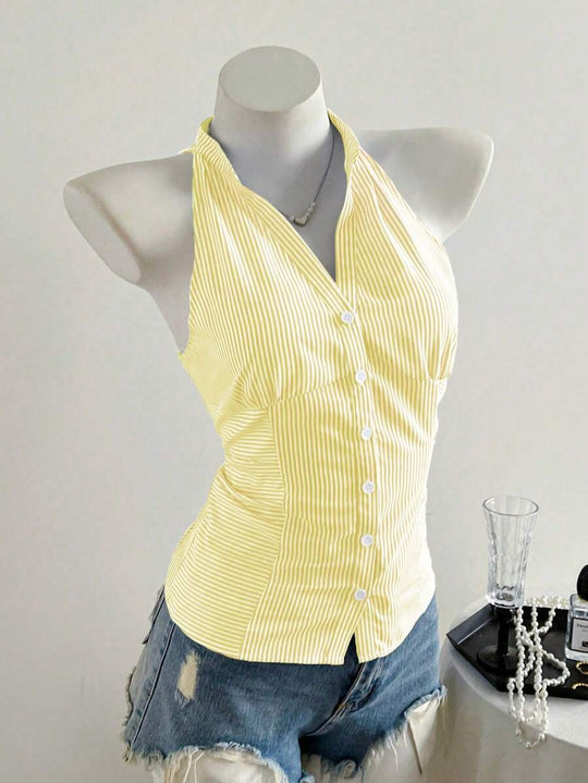 Damen Haltertop mit elegantem Streifenmuster EB