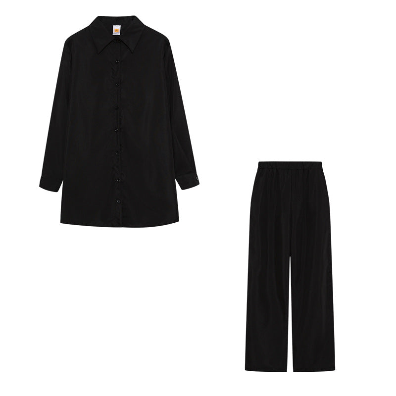 Damen bequemes Schlafanzug-Set mit knöpfbarem Oberteil und lockeren Hosen EB