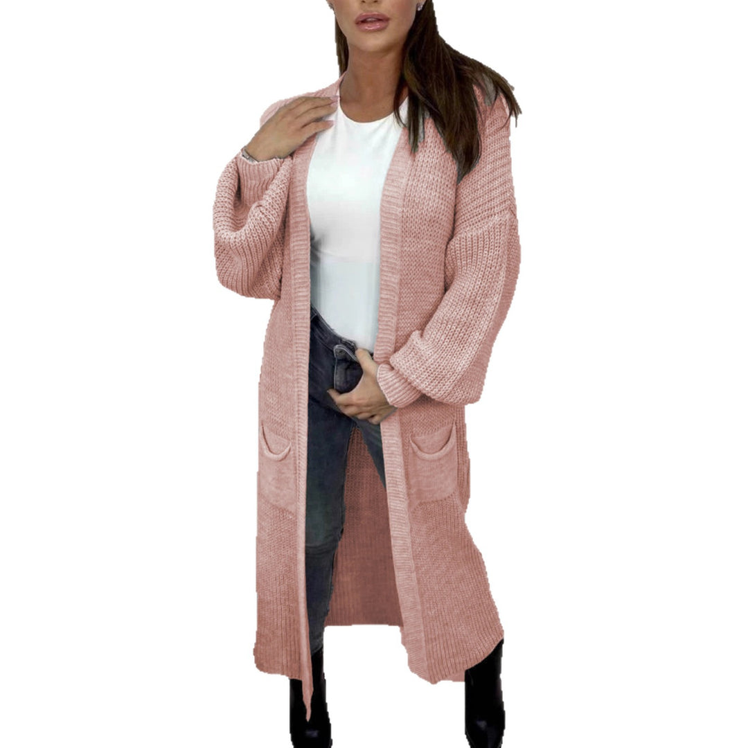 Damen Langer Strickcardigan mit strukturierter Maschenoptik und praktischen Taschen EB