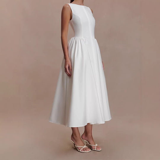 Damen Elegantes Midikleid mit femininen A-Linien-Rock EB