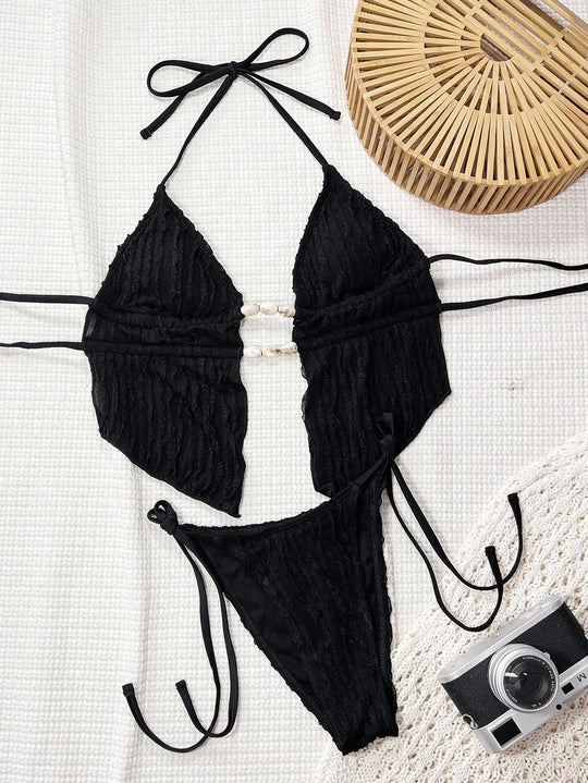 Damen Bikini-Set mit modischem Rüschendesign und verstellbaren Bindebändern EB