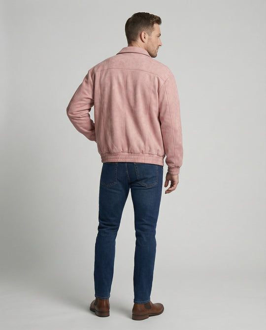 Herren lockerer Blouson aus Lederimitat mit verdecktem Reißverschluss und elastischen Bündchen EB