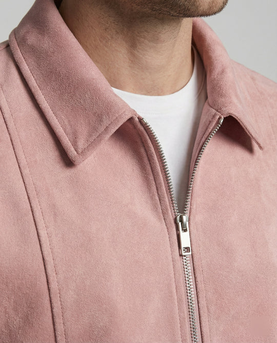 Herren lockerer Blouson aus Lederimitat mit verdecktem Reißverschluss und elastischen Bündchen EB