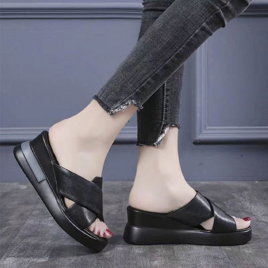 Damen Wedge-Pantoletten mit komfortablem Riemendesign EB