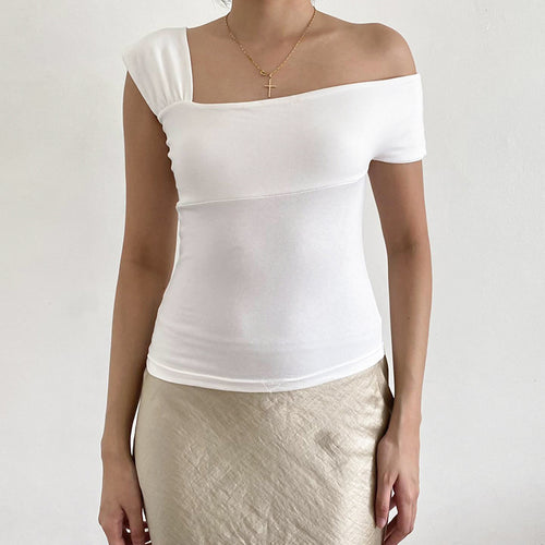 Damen modernes asymmetrisches Oberteil mit trendigem One-Shoulder-Design EB