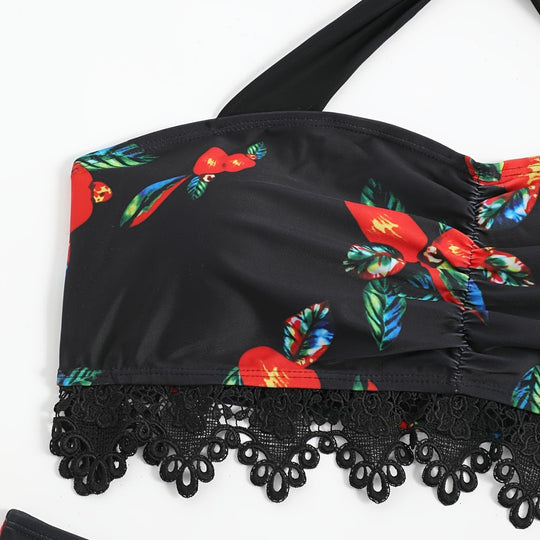 Damen Zweiteiliges Badeanzug-Set mit floralem Design EB