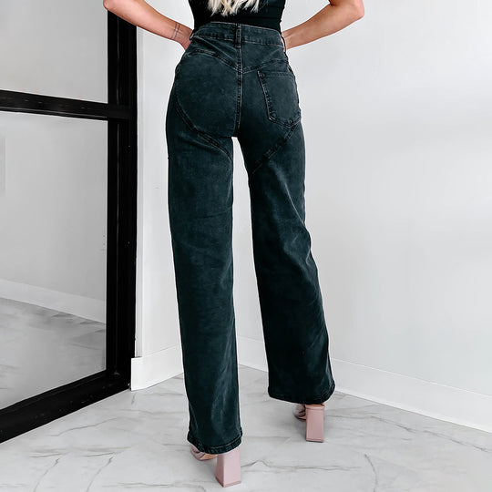Damen Hochtaillierte Jeans mit durchbrochenem Design EB