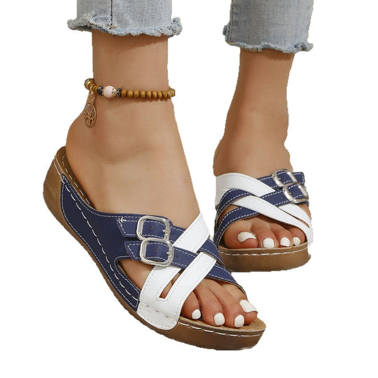 Damen Wedge-Sandalen mit verstellbarem Riemendesign und anatomischer Fußbettung EB