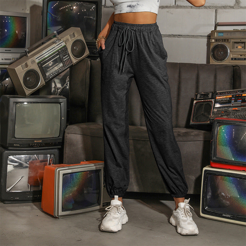 Damen lässige Sweatpants mit elastischem Bund und praktischen Taschen EB