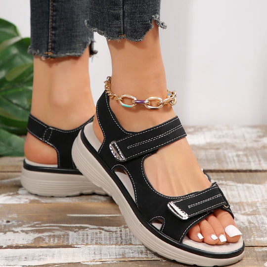 Damen Komfortsandalen mit verstellbaren Klettverschlüssen und ergonomischem Fußbett EB