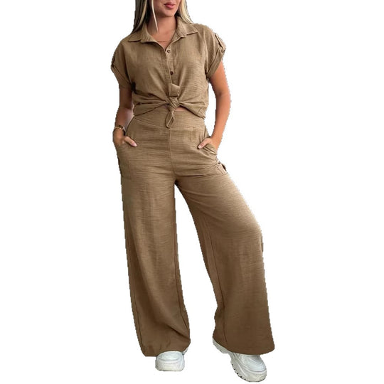Damen lässiger Jumpsuit mit hochgeschlossenem Kragen und praktischen Seitentaschen EB