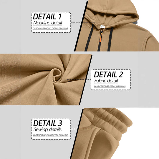 Herren nan lässiger Halbzip Hoodie mit Kängurutasche und Cargo Jogginghose mit Reißverschlussdetails EB