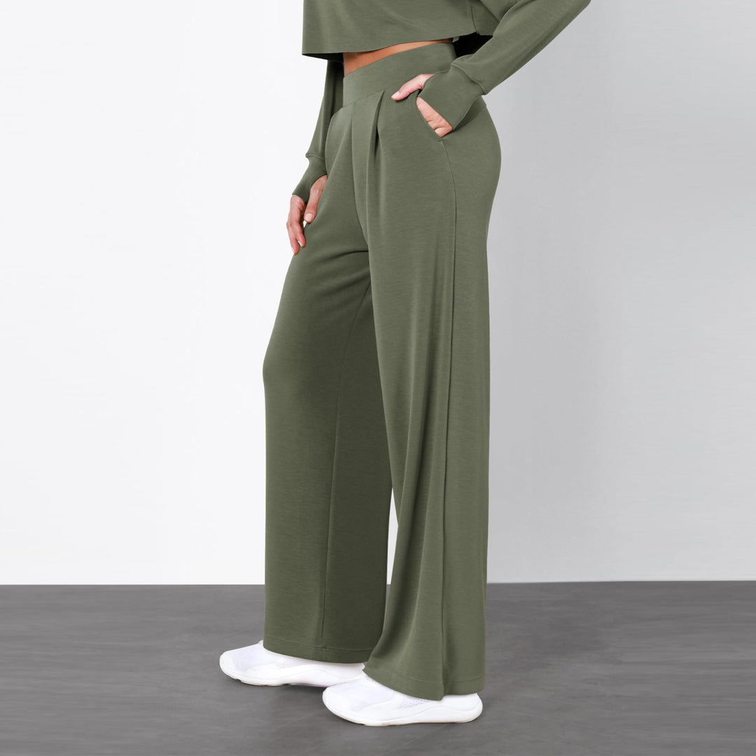 Damen Weit geschnittene Lounge-Hose mit komfortablem Bund und praktischen Taschen EB