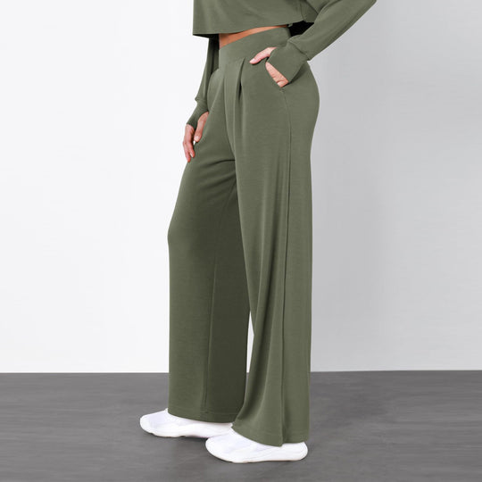 Damen Weit geschnittene Lounge-Hose mit komfortablem Bund und praktischen Taschen EB