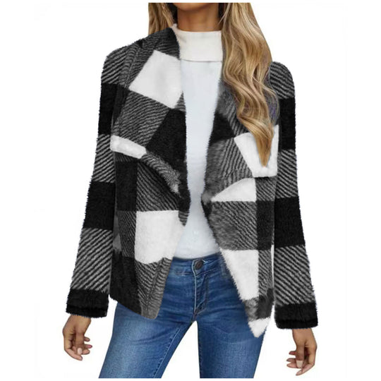 Damen Fleecejacke mit Karo-Muster EB