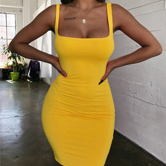Damen Bodycon Minikleid mit breiten Trägern und taillierter Silhouette EB