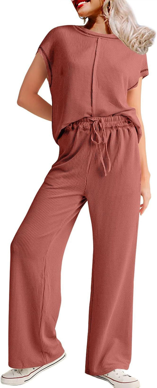 Damen lässiges Jumpsuit mit weit geschnittenem Bein und elastischem Bund EB