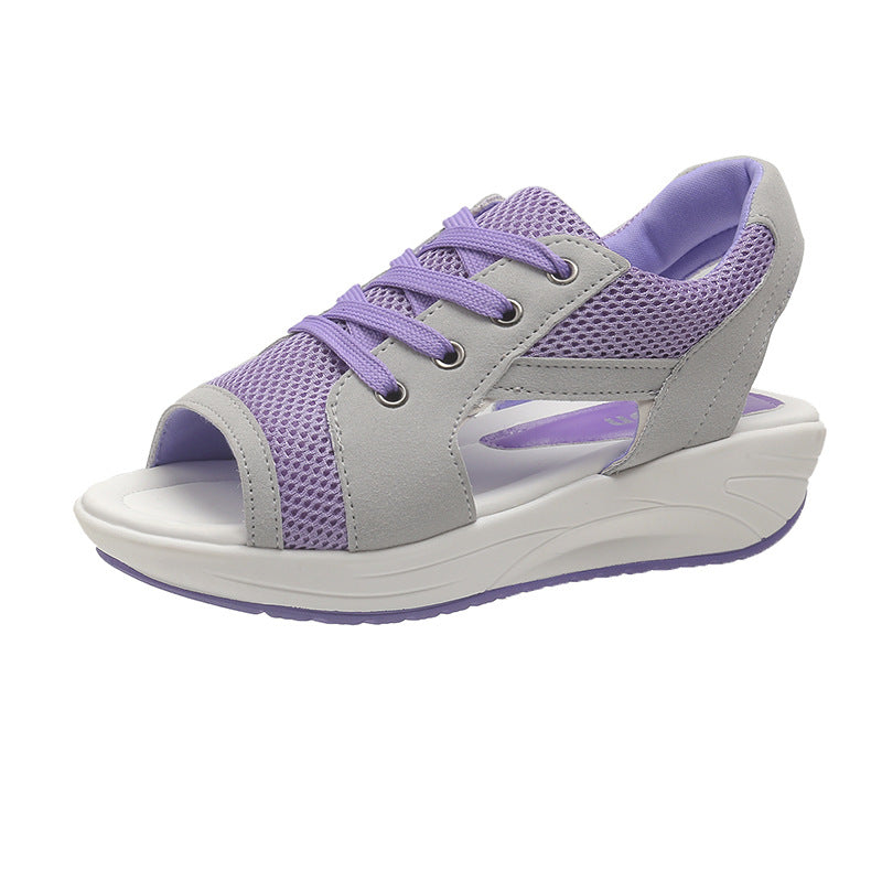 Damen Atmungsaktive Slip-On Sandalen mit hohem Plateau EB