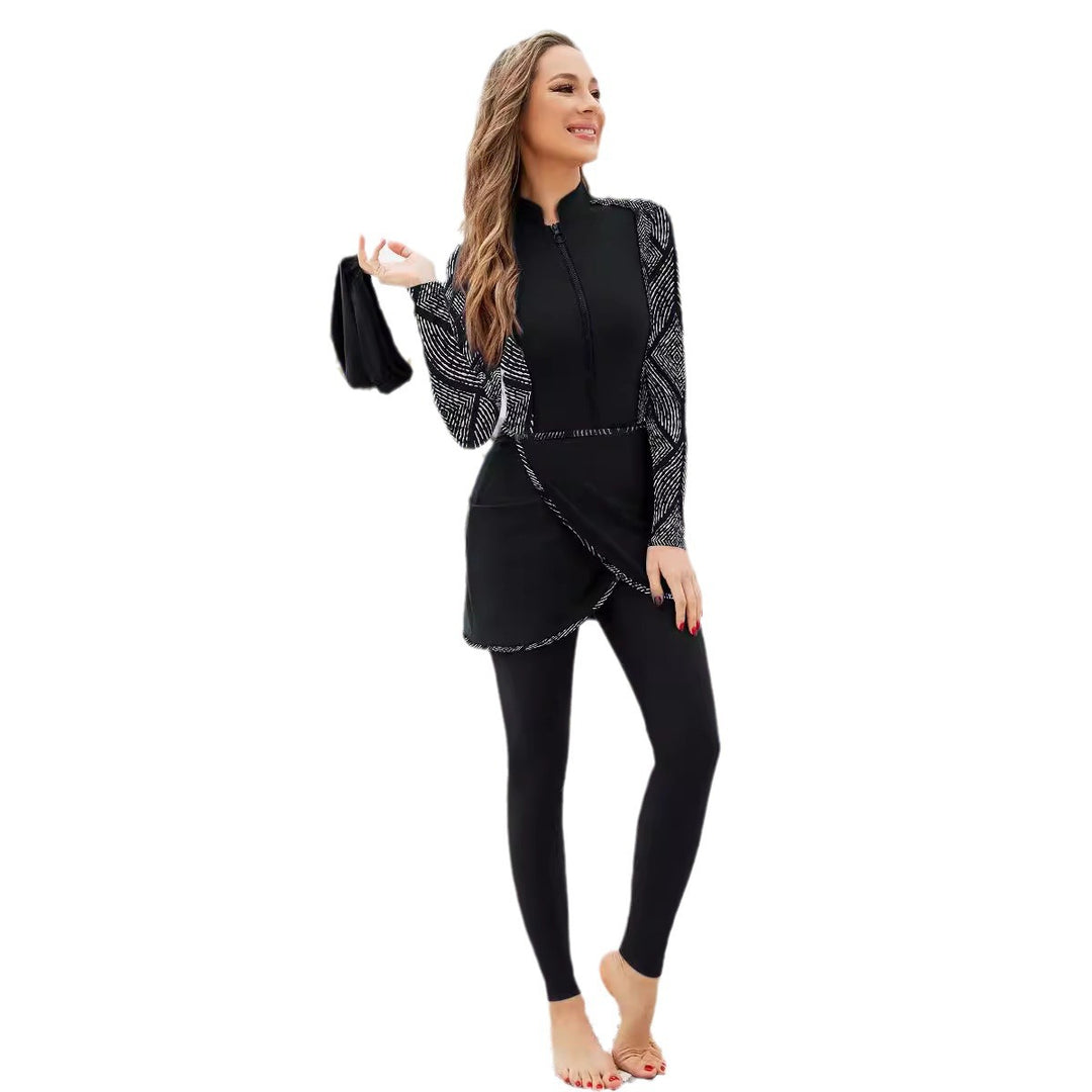 Damen Sportlicher Baderock mit hohem Kragen EB