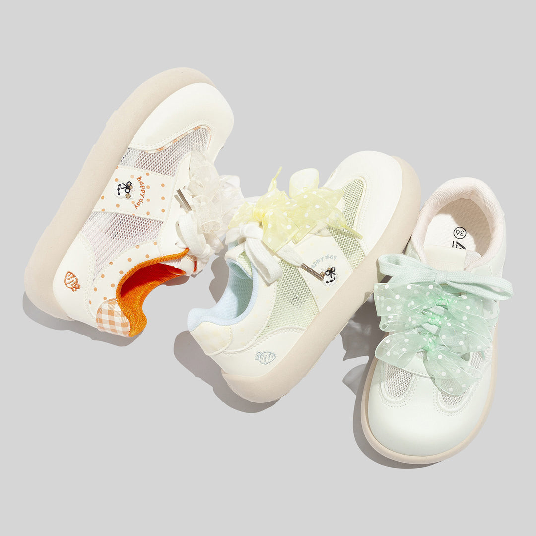 Damen Sneakers mit verspieltem Bogen-Design und atmungsaktiven Netzpanelen EB