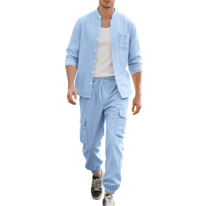 Herren lässiges Leinen-Set mit praktischen Taschen und atmungsaktiver Stoffqualität EB