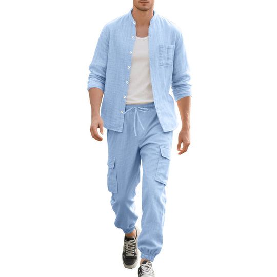 Herren lässiges Leinen-Set mit praktischen Taschen und atmungsaktiver Stoffqualität EB
