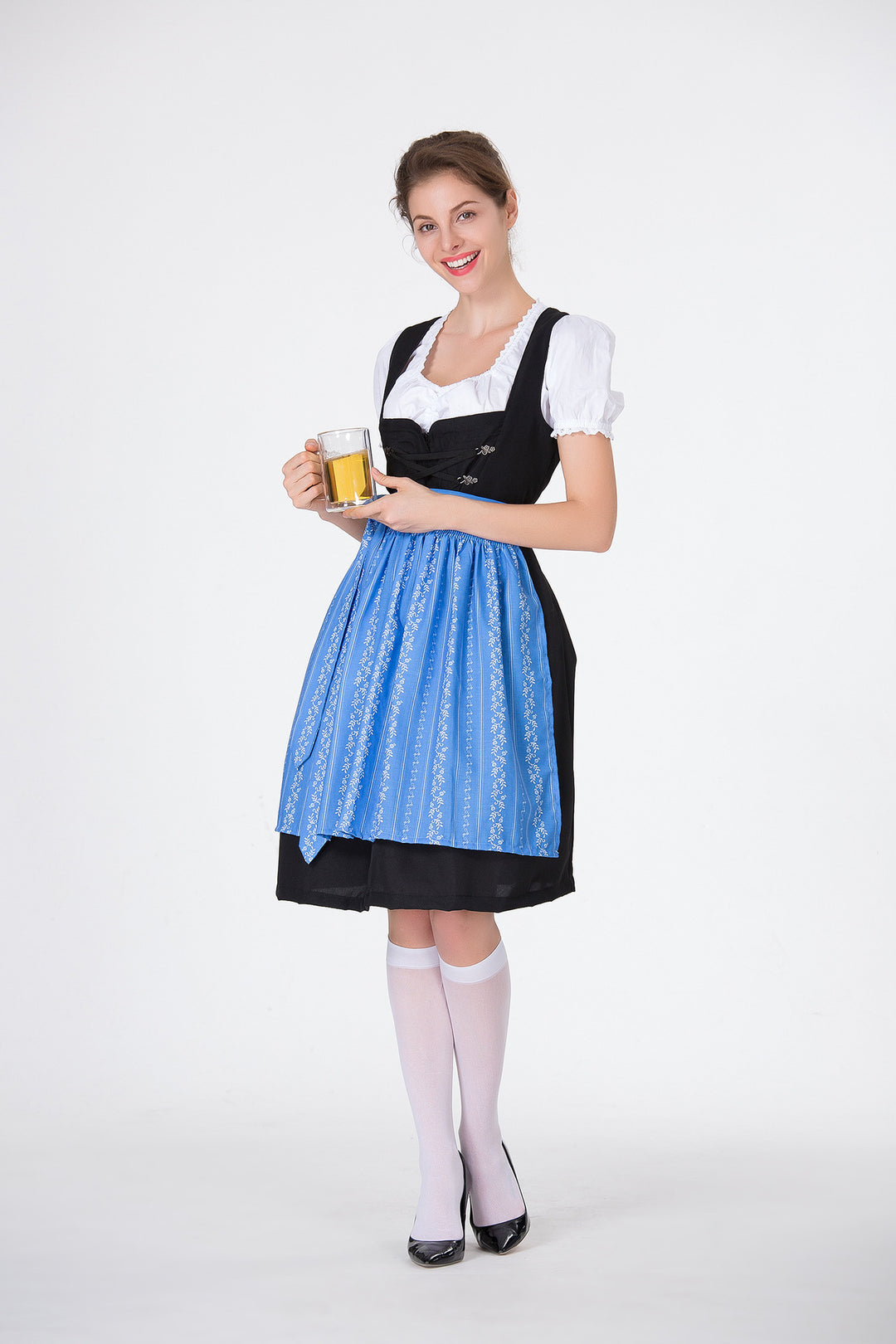 Damen Trachtenkleid mit eleganter Schürze und verspielten Rüschenkanten EB