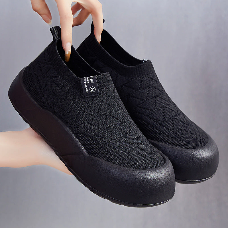 Damen Bequeme Slip-On Sneakers mit flexiblem Strickdesign EB