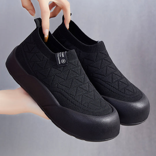 Damen Bequeme Slip-On Sneakers mit flexiblem Strickdesign EB