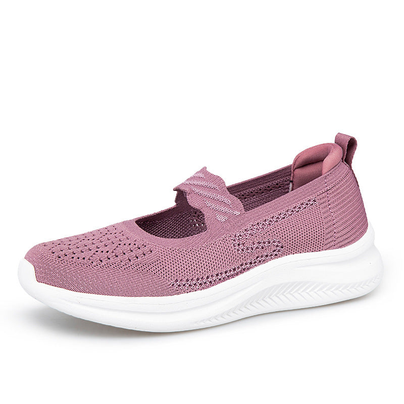 Damen Slip-On Fitnessschuhe mit atmungsaktivem Obermaterial und elastischem Design EB