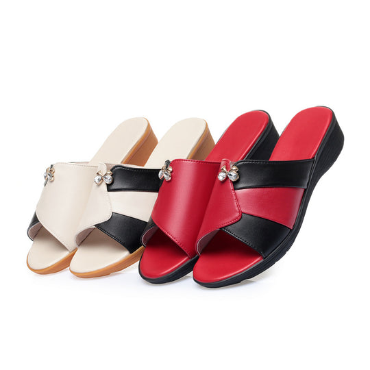 Damen Komfortable Mules mit modischem Riemen und elegantem Schmuckdetail EB