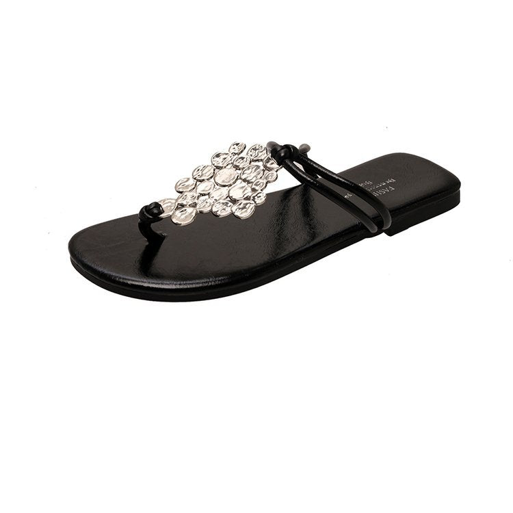 Damen elegante Pantoletten mit funkelndem Schmuckdetail EB