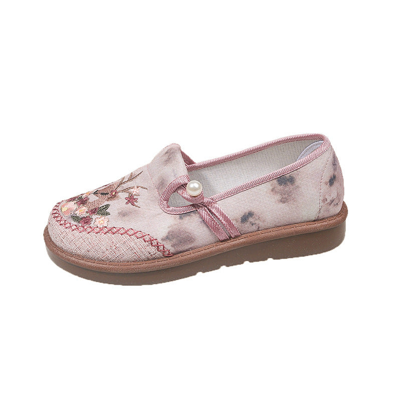 Damen modische Hausschuhe mit stilvollem Blumenornament und elastischem Gummizug EB