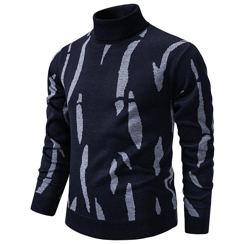 Herren modischer Rollkragenpullover mit auffälligem Muster EB
