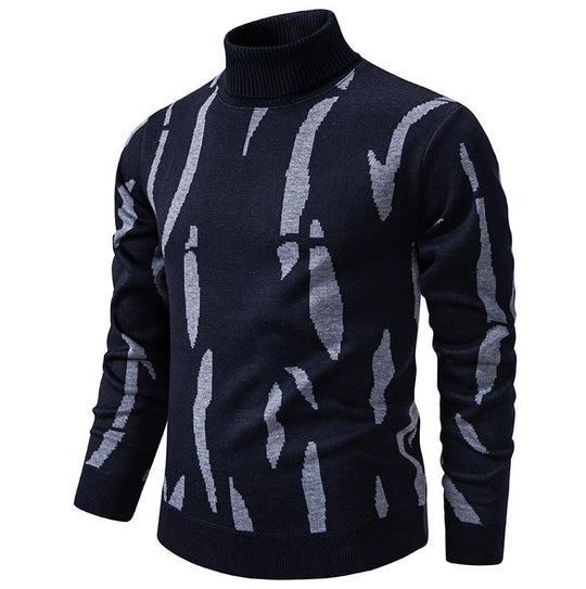 Herren modischer Rollkragenpullover mit auffälligem Muster EB