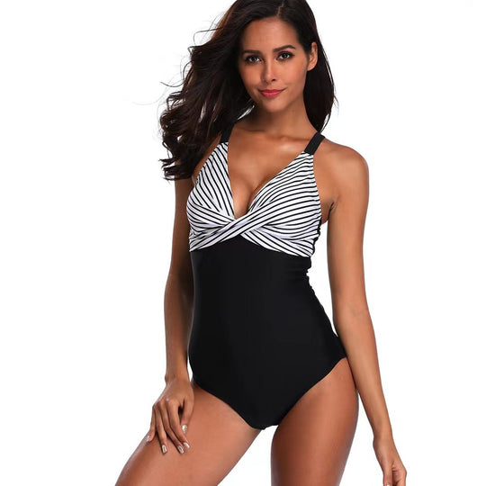 Damen Eleganter Bademode-Einteiler mit innovativem Knoten-Design EB