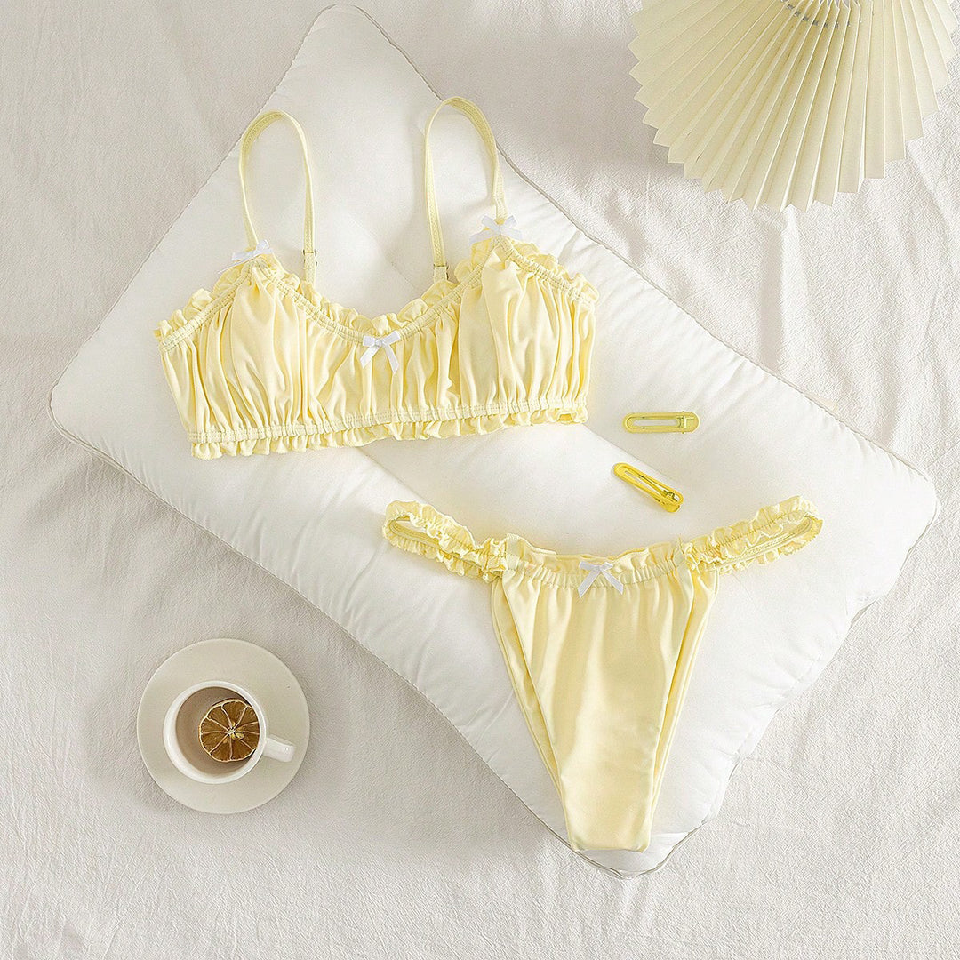 Damen Rüschentop-Bikini mit charmanten Schleifendetails EB