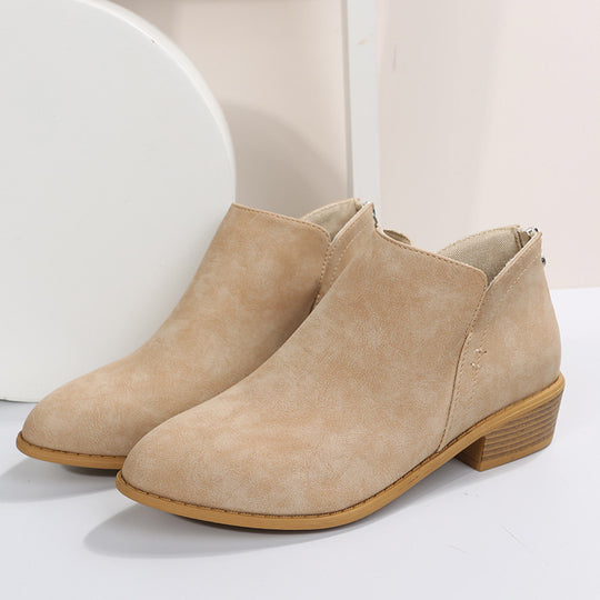 Damen nan schlanke knöchelhohe Stiefelette aus Microvelours mit verdecktem Fersenreissverschluss und leichtem Blockabsatz EB