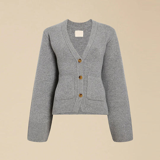 Damen Strickjacke mit tiefem V-Ausschnitt und praktischen Taschen EB