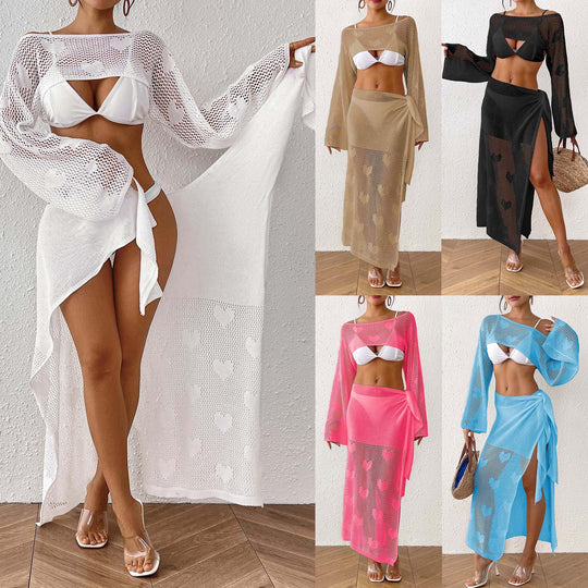 Damen Transparenter Strandsarong mit Herzen EB