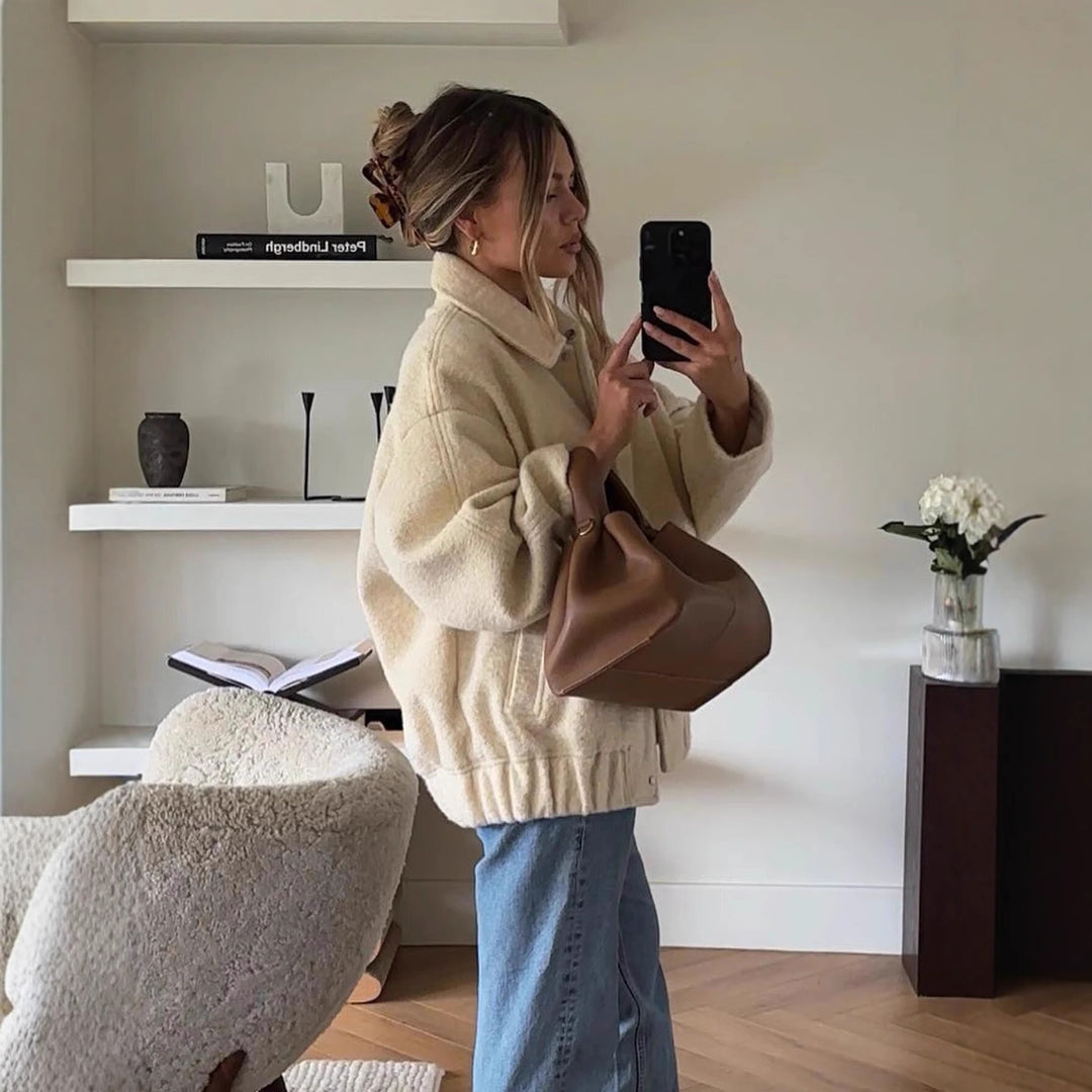Damen strapazierfähige und kuschelige Teddyjacke mit elastischem Bund EB