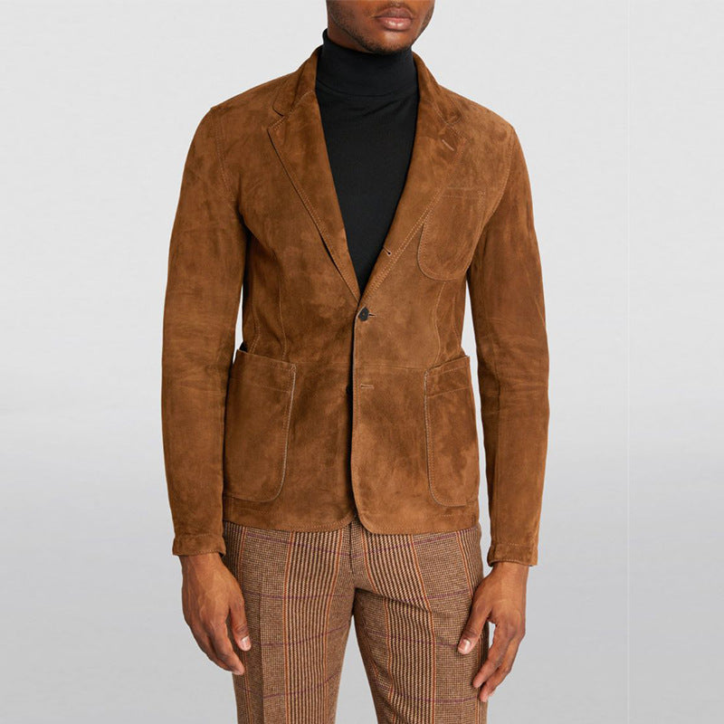 Herren modischer Wildlederblazer mit praktischen Taschen und elegantem Schnitt EB